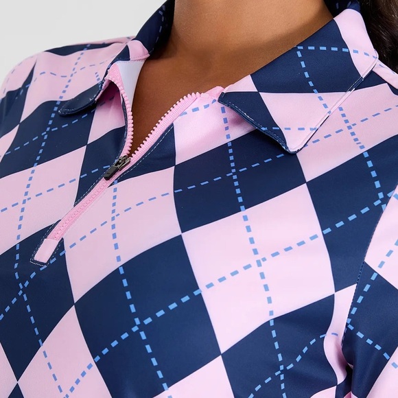 Pink and Blue Argyle Polo Golf/Tennis Dress - Picture 4 of 5